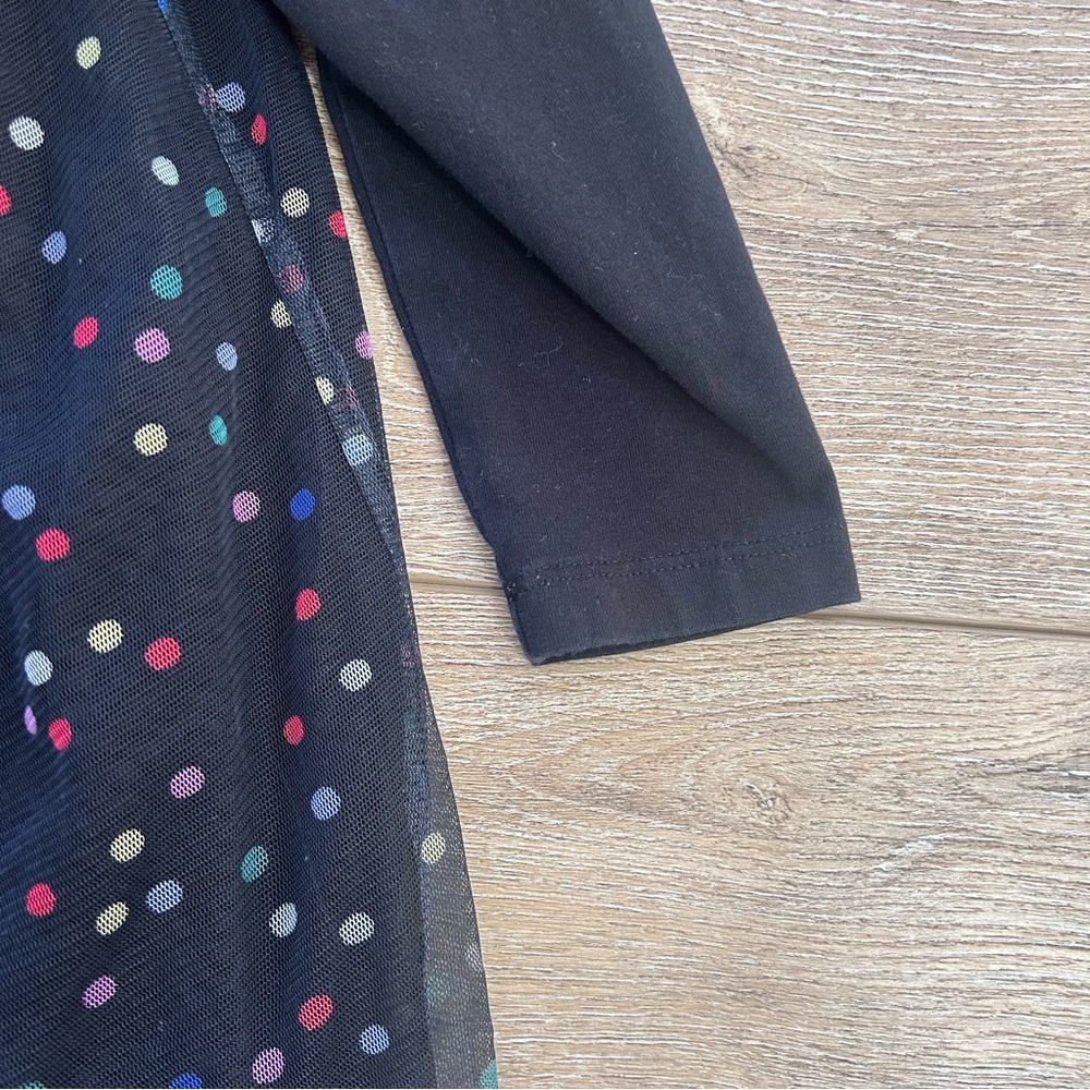 Hanna Andersson Black Tulle Confetti Long Sleeve Dress Girls Sz 8 Birthday Party - Picture 5 of 9